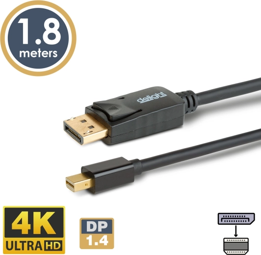 DisplayPorti ja Mini DisplayPorti kaabel 1.4 4K, 1,8 m