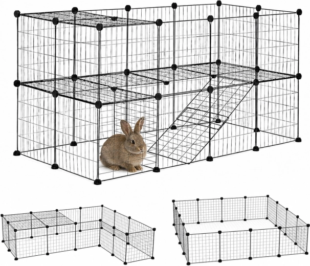 Petsi modulaarne aedik küülikutele ja suurematele närilistele, 35 paneeli, must