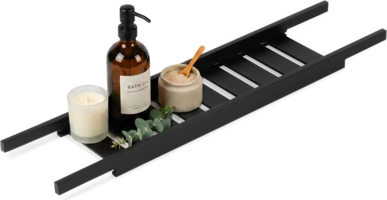Bamboo bath tray shelf Vilde black 68 cm - 1 piece