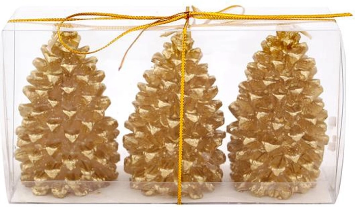 Jõuluküünlad käbi PROVENCE kuldsed, komplekt 3 tk