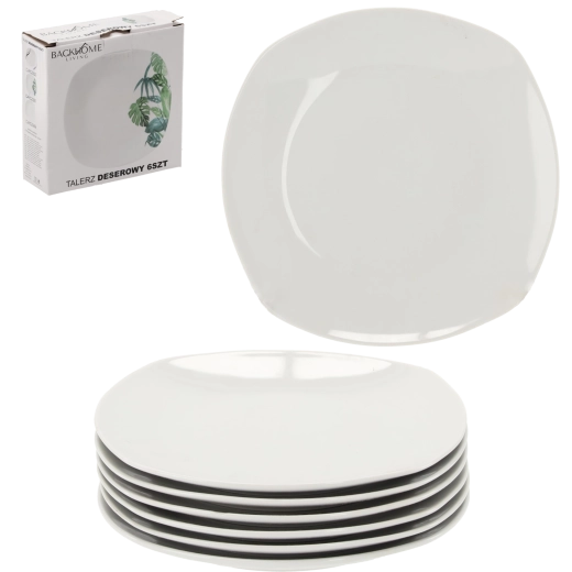6-osaline valgete ruudukujuliste desserttaldrikute komplekt 20 cm