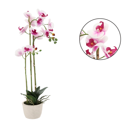 Kunst-orhidee valge-roosa 70 cm potis