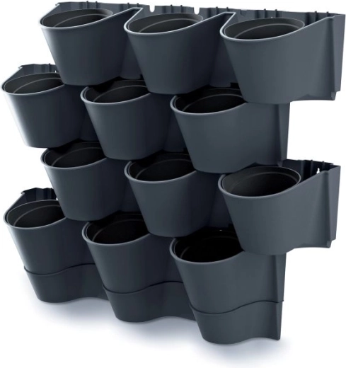Garden Wall Anthracite Vertical Wall Planter Set
