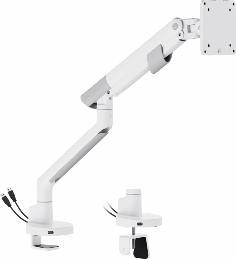 Gaasivedruga lauamonitorihoidik 1 monitorile 17–35" USB 3.0-ga – valge