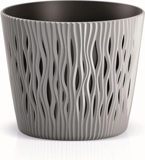 Lillepott Sandy Round sisuga 12,8 cm – hall kivi