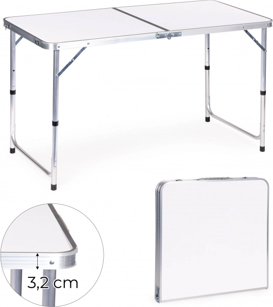 Kokkupandav matkalaua MultiGarden, valge lauaplaat 120 × 60 cm