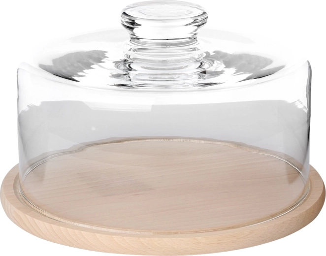 Juustukuppel klaaskupliga ja puidust alusega 24 cm