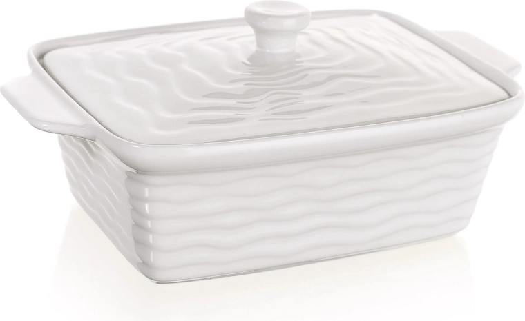 Baking ceramic dish with lid 28 × 18 cm Culinaria white