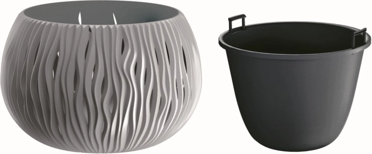 Lillepott Sandy Bowl sisuga 23,8 cm hall kivi