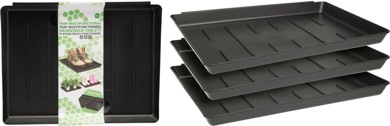 Multifunktsionaalne plastalus 35 × 27 × 3 cm, must (3 tk komplekt)