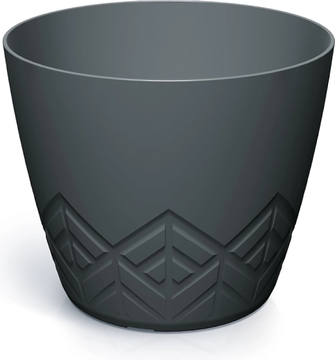 Plastist geomeetrilise mustriga lillepott 13,8 cm – söehall toon
