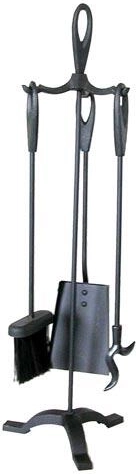 Kaminatarvikute komplekt alusega 63 cm, must teras, 3-osaline komplekt