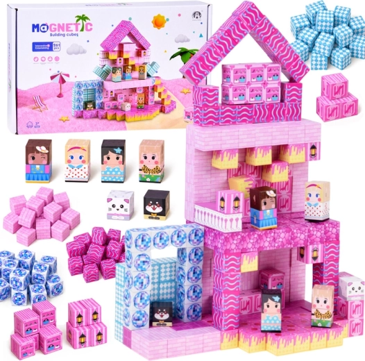 Magnetic blocks house – construction blocks and pixels, 261 pieces