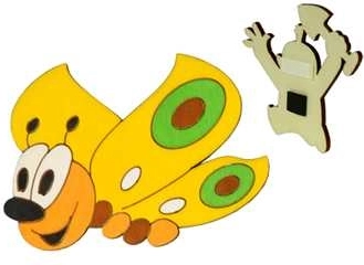 Kollane puidust liblikamagnet Dodo