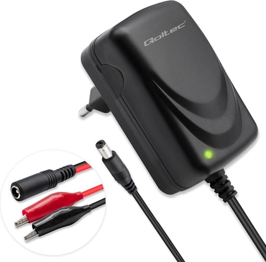 Nutikas AGM-, GEL- ja STD-akude laadija 6V/12V LED-indikaatoriga, 6 W, 5.5×2.1 mm pistik, 1.8 m kaabel