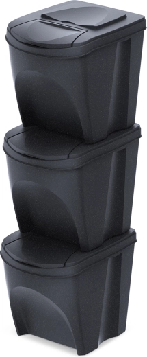 3 sorteerimiskasti komplekt Sortibox Eco Wood 3×25 l – antratsiit