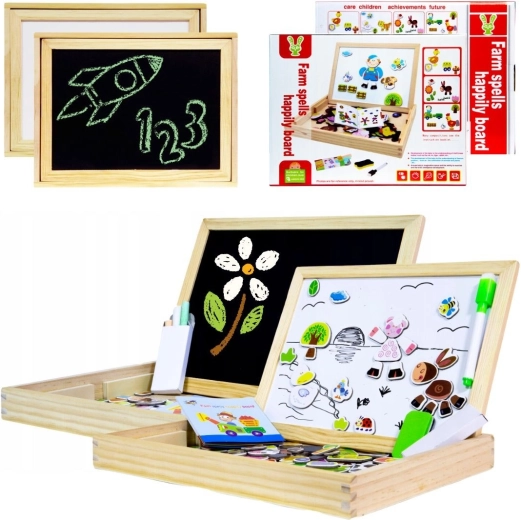 Wooden multifunctional educational board 2in1 - 1 piece