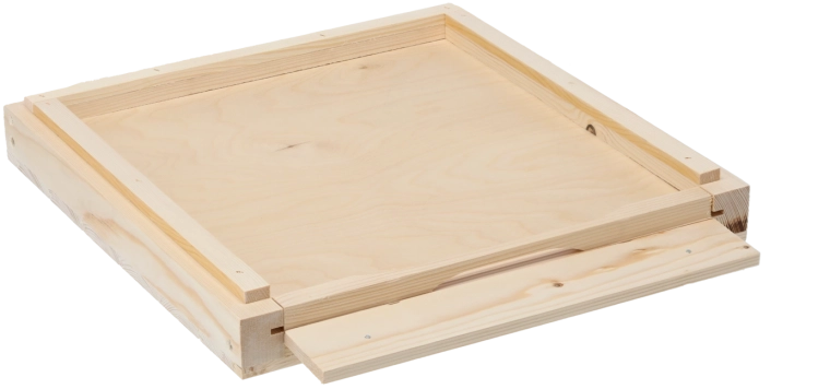 Insulated wooden beehive bottom board (base) for a Wielkopolski hive