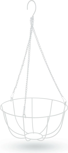 Valge metallist riputuskorv lillepottidele, 25 cm