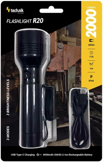 Technik mt-r20 laetav taskulamp fookusega ja USB-C-ga (2000 lm) – 1 tk