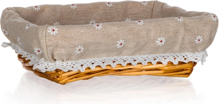 Punutud korv Daisy puuvillase voodriga 22 × 16 × 6,5 cm