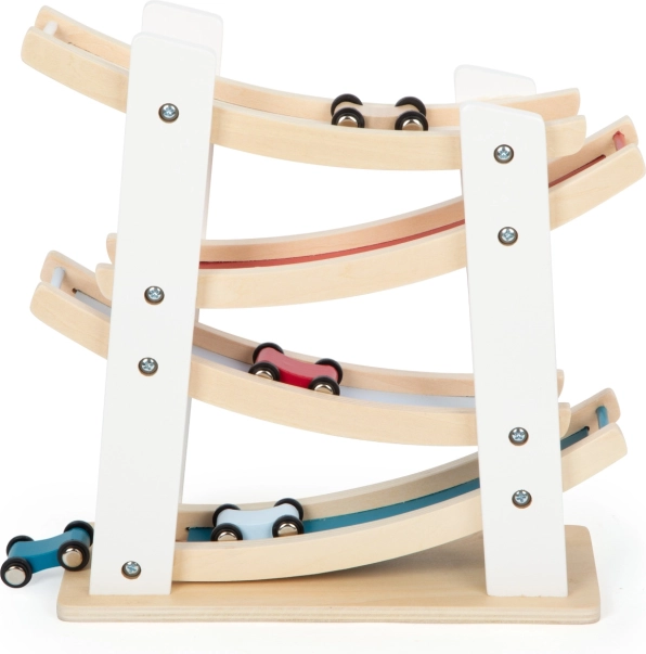 Small Footi puidust võidusõiduraja ja autodega komplekt