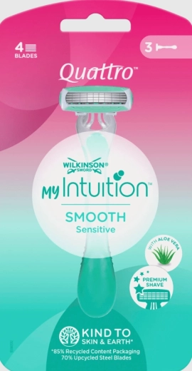 Ühekordne raseerija Wilkinson Quattro My Intuition Smooth Sensitive, 3 tk