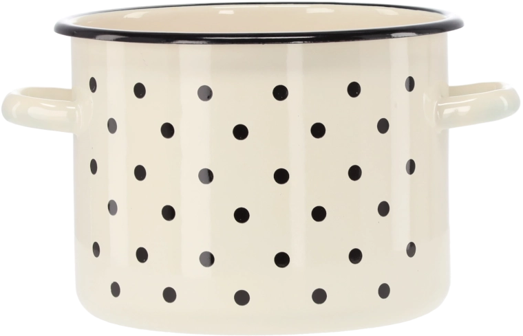 Enamel pot 4.5 l, 20 cm, white with polka dots