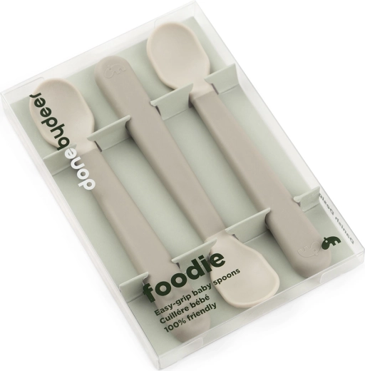 Done by Deer Easy-grip Foodie baby spoons, sand, 3 pcs