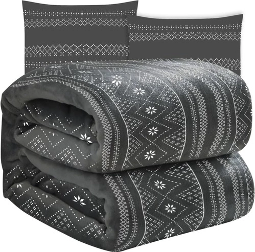 Pehme talvetekk kahe padjapüüriga RUHHY, hall 160 × 200 cm