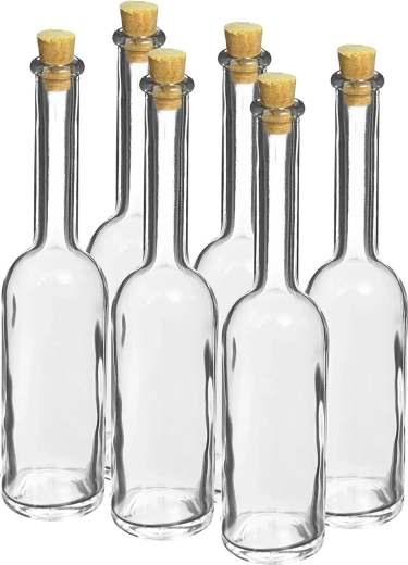 Klaaspudel 100 ml korkkorgiga, komplekt 6 tk