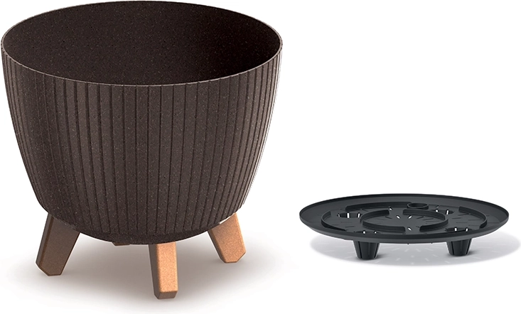 Flower Pot Lamia Eco Wood 23.2 cm coffee