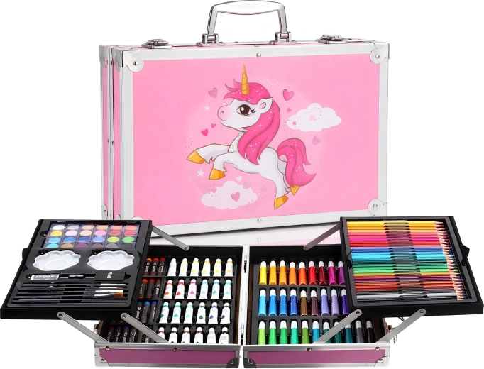RENEW FORCE Pony Children's Art Set with Unicorn Motif, 145 Pieces