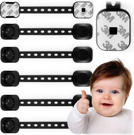 RICOKIDS Child Safety Locks for Cabinets, 6 pcs, Black
