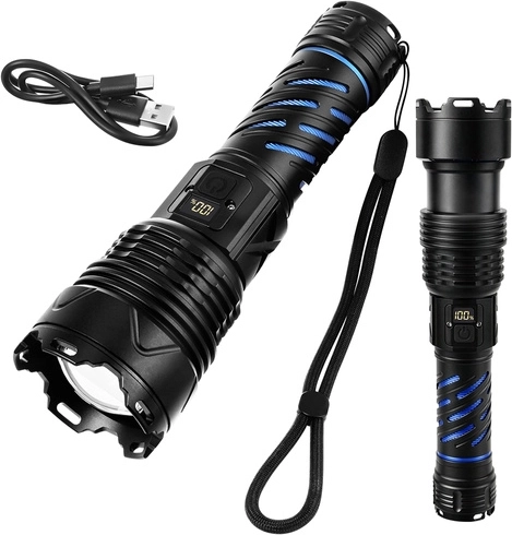 Taktikaline LED-taskulamp 1500 lm TRIZAND, USB‑C, suum, veekindel