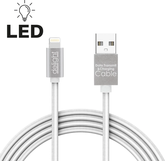 Lightningi andmesidekaabel iPhone'ile LED-pistikuga