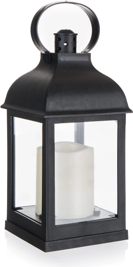 Päikesetoitel LED-latern must 10 × 10 × 22 cm