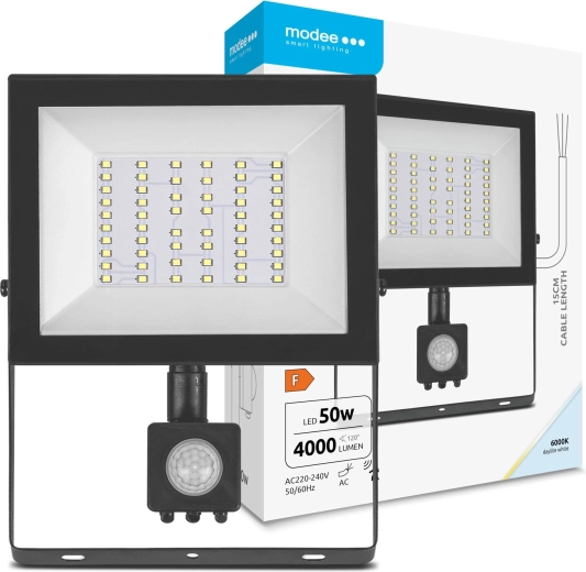 LED-prožektor liikumisanduriga 50 W, 4000 lm, 6000 K, 120°, MODEE E‑series