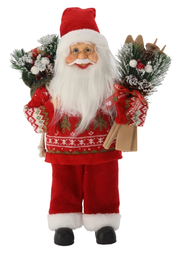 Dekoratiivne figuur Santa Claus suuskadega 40 cm punane