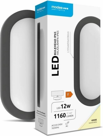 Modee LED ovaalne seina-/laevalgusti 12 W 4000 K 1160 lm, must
