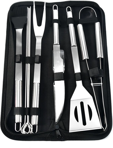 Roostevabast terasest grilltarvikute komplekt vutlariga, 10 tk