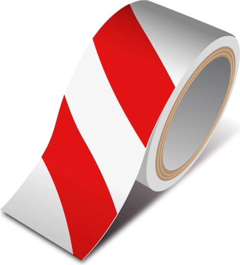 Red-and-white warning self-adhesive tape 50 mm × 33 m