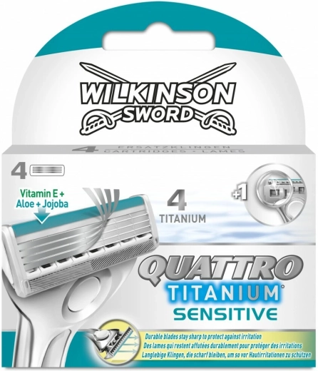 Wilkinson Quattro Titanium Sensitive vahetusterad 4 tk