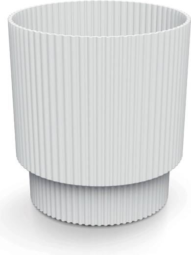 Vagudatud disainiga plastist lillepott, valge, 14,6 cm