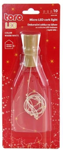 Decorative bottle light string with cork stopper TORO, 10 LED, warm white