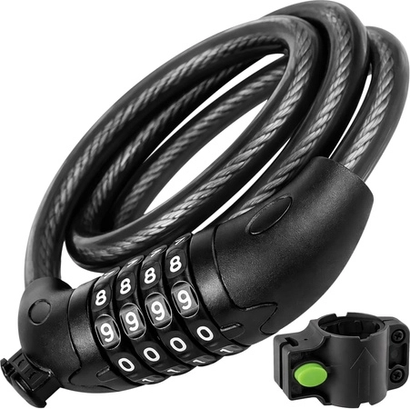TRIZAND jalgrattalukk numbrikoodiga, terastross 120 cm, 13,5 mm