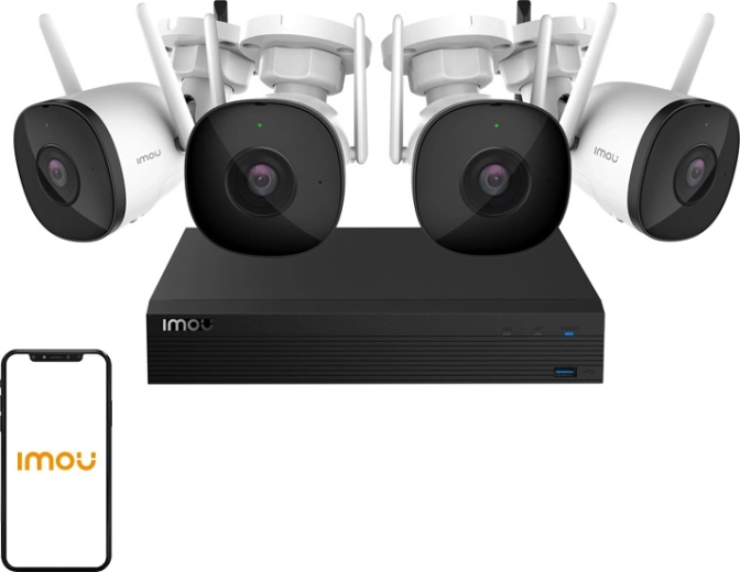 IMOU kit-pro Wi‑Fi kaamerasüsteem 4× Bullet 2C kaamera ja 1 TB NVR-iga