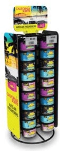Double-sided rotating stand for California Scents car air fresheners