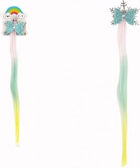 Juukseklamber lumehelbe, vikerkaarelisandi ja paelaga