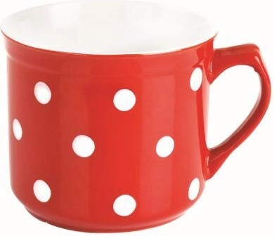 Keraamiline kruus 660 ml, punane valgete täppidega
